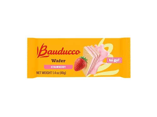 Image of Bauducco Wafer Cookies, Strawberry, Single Serve, 14.1 oz (Pack of 10) - Individually Wrapped Crispy Wafers - Triple-Layer Cream-Filled Dessert - Convenient Indulgence To-Go.