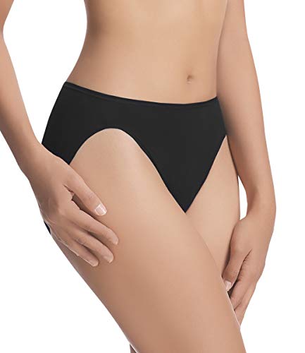 Felina Cotton Stretch Hi Cut Panty (6-Pack) Full Coverage Underwear for Women - Sexy Lingerie Panties for Women, Style: C18182