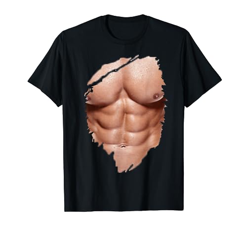 Mens Funny Fake Abs Ripped Six Pack T-Shirt