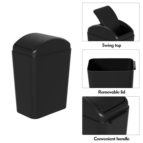 Caneca de basura rectangular negra 4.2 galones plastico miniatura 3