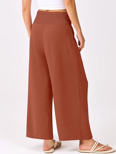 Image of ANRABESS Womens Wide Leg Palazzo Pants with Pockets | Lightweight Breathable High Waisted Pants, Beach Vacation Flowy, Lounge & Casual Summer Trousers