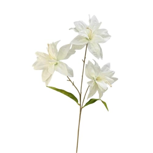 MoSundi Fiori di giglio artificiali per decorazione di nozze, confezione da 3 piccoli gigli, composizione floreale realistica, plastica, 65 x 12 x 12 cm, per centrotavola o bouquet di casa