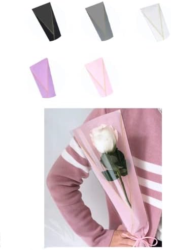 100 Counts Single Floral packaging bag,Bouquet Sleeve,Single Rose and Carnations Flower Wrapping Paper,Flower Bag for Mother's day Valentines Day Wedding Birthday Gift (Black)