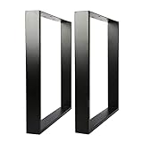 uyoyous 2 x Tischgestell Metall, Industrial Tischkufen Esstisch Tischgestell Tischbeine Stahl für Esstisch Schreibtisch Couchtisch Bank | Einfache Montage | 71 × 65cm, Rechteck, Mattschwarz