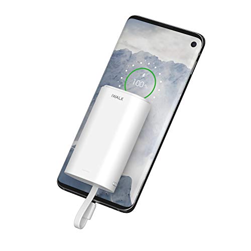 iWALK Mini banco de energia de 9000 mAh carregador USB C portátil ultra compacto com cabo embutido, bateria externa para Galaxy S10, S9, S9+, S8, S8+, Note 9, Nexus, Switch, HTC e mais
