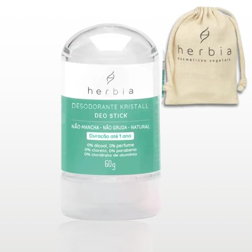 Desodorante Cristal Natural Stick 60g + eco bag cortesia para transporte pedra sal sem cheiro vegano Kristall