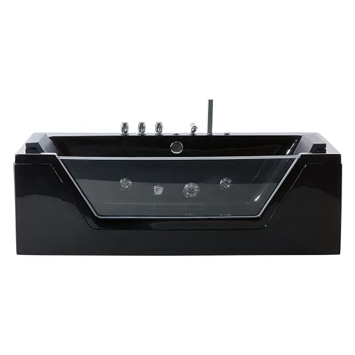 Whirlwanne schwarz rechteckig Doppelwanne mit Massage LED 150 cm Samana