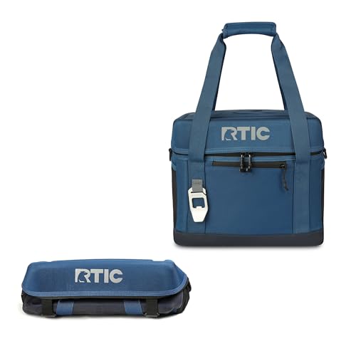 RTIC 28 Can Everyday Cooler, Soft Sided Portable Insulated Cooling for Lunch, Beach, Drink, Beverage, Travel, Camping, Picnic, for Men and Women, Navy