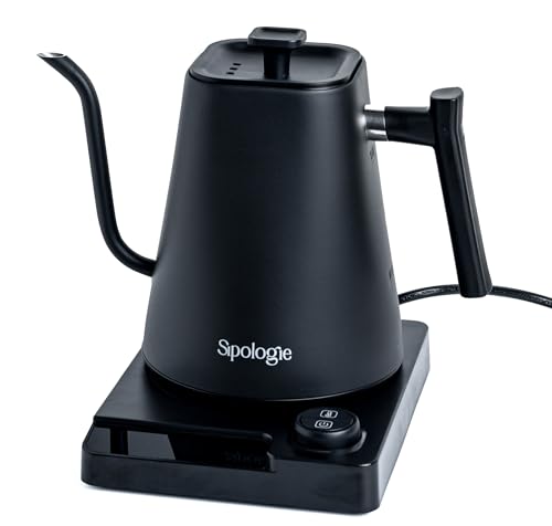 Image of Sipologie Precision Electric Gooseneck Kettle - Fast Heating, Customizable Temperature, Keep Warm Feature, Auto Shut-Off, Stainless Steel Construction, 1200W, 1L