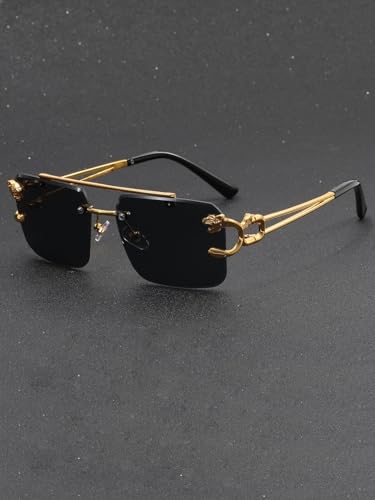Image of 100-Pack Gold Zinc Alloy Rimless Double Bridge Sunglasses 7 Colors Wholesale Bulk UV400