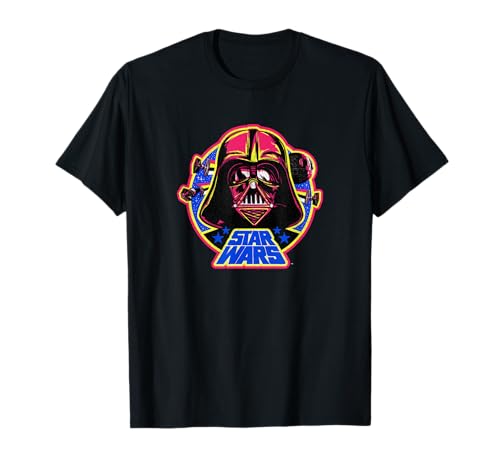 T-shirt Star Wars Dark Vador avec motif casque imprimé néon lumineux