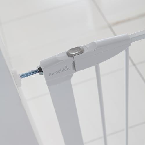 Munchkin Auto-Schließ Treppengitter | Selbstschließendes Druckmontiertes Kleinkind-, Baby- oder Hundegitter für Treppen & Türen | Keine Schrauben, Legierter Stahl | 76-82cm | Weiß