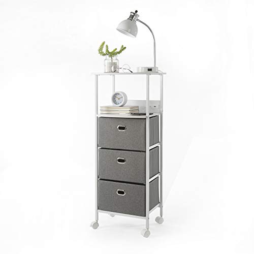 Urban Lifestyle Charging Rolling Storage Cart with Shelf Grey
