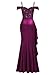 Miusol Women's Sexy Off Shoulder Sequin Lace Wedding Bridesmaid Party Long Dress (Large, Maroon)
