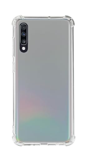 QUITECO Funda Transparente para Samsung Galaxy A70, Carcasa Protectora TPU Silicona, protección Golpes caídas, Esquinas reforzadas