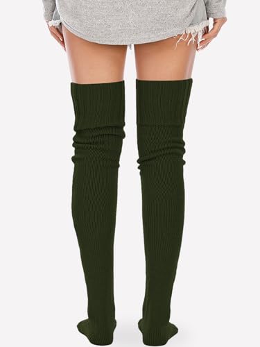 Image of YELAIVP Women's Cable Knitted Thigh High Boot Socks Extra Long Winter Stockings Over Knee Leg Warmers