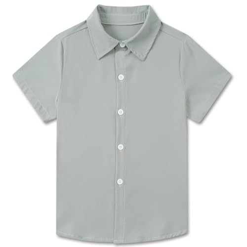 kids4ever Jungen Kurzarm Hemden Button Down Kinderhemd Schuluniform Hemd Sommer Grau 56 Jahre