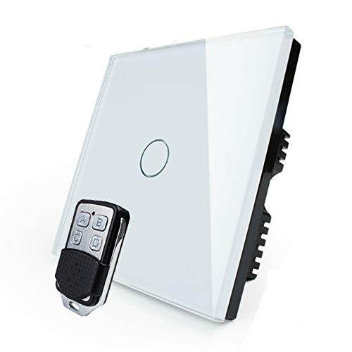 KONOQ Glass Panel Smart Touch Light Switch - Remote ON/OFF (1 Gang / 2 Way, White)