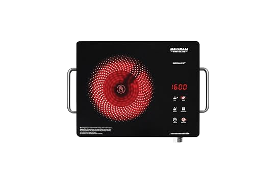Image of MAHARAJA WHITELINE 2200 Watt Infrared Cooktop with Touch Panel & Digital Display | Crystal Glass Top | 3 Preset Cooking Modes | Fry | BBQ | Boil