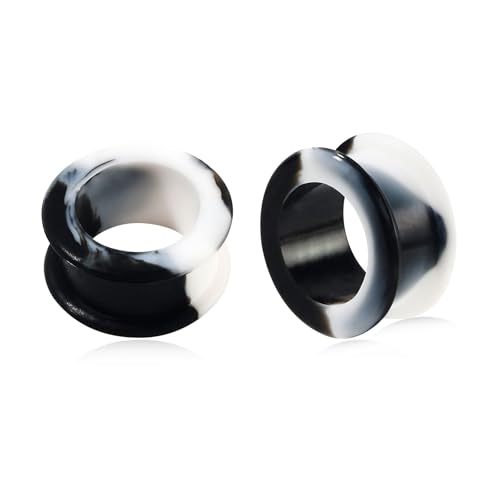 Longbeauty Plug de Oreja de Silicona Dura, Túnel de Carne, Hueco, Expandidor de Oreja Flexible, Piercing para la Oreja, 3mm-25mm, 14MM