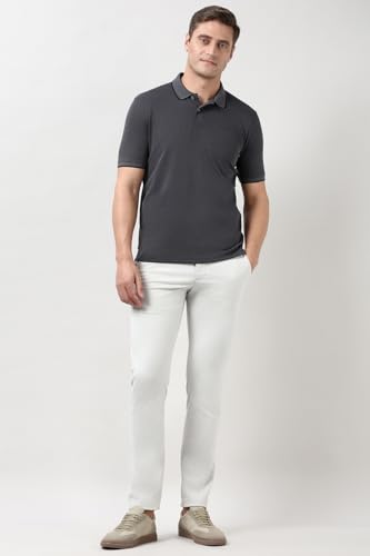 Image of Peter England Men's Cotton Blend Solid Polo T-Shirt | Everyday Wear | Fashionable & Breathable