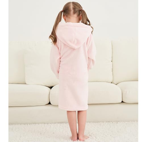Image of Boys Girls Bathrobes,Toddler Boy Girl Robes,Children's Plush Soft Coral Fleece Hooded Pajamas Sleepwear for Kids