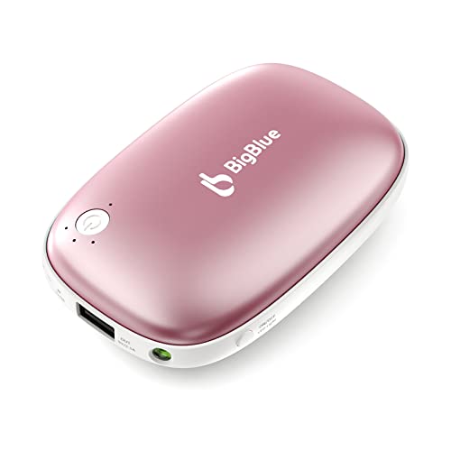 Rechargeable Hand Warmer 3-in-1, BigBlue 6000mAh Reusable Handwarmer with Emergency Light for Camping, Electric USB Hand Warmer Powerbank for Hunting, Pocket Heater for Ski, Golf, Gifts for Girl/Men