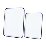 BEBEMOKO Emaille-Backbleche im Vintage-Stil, antihaftbeschichtet, rechteckig, hochtemperaturbeständig, multifunktional, zum Backen, Braten, Labor, 2 Stück