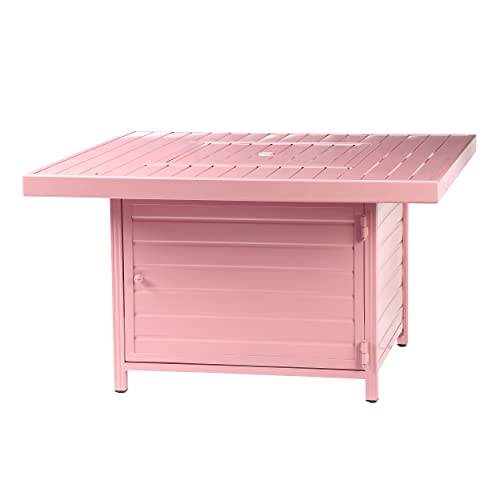 Image of Oakland Living Square 42 in. x 42 in. Aluminum Propane Pink Fire Pit Table with Glass Beads, Two Covers, Lid, 57,000 BTUs