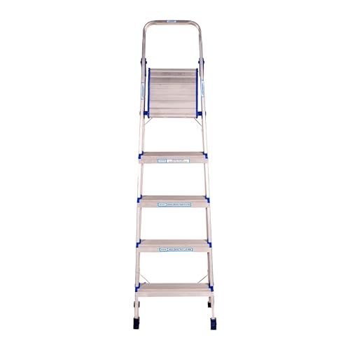 Image of ASCENT Ladder for Home 5 Steps Foldable Step Ladder with 12-Inch Wide Anti-Skid Platform | Virgin Aluminium Material for Strength & Stability | Heavy Duty | 5 Year Warranty | 180 kg Capacity