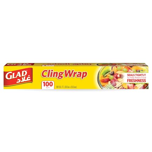 Glad Cling Wrap 100 sqft BPA Free Cling Film Microwave safe Seals Tightly To Help Retain Food Freshness