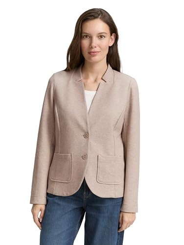 TOM TAILOR Damen 1038703 Basic Ottoman Blazer mit Taschen, 38330 - Soft Taupe Melange, XXL