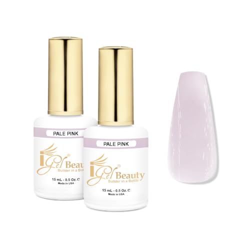 iGel Beauty Builder in a Bottle (2 Pack), 3-in-1 Builder Gel with Base & Primer, Soak-Off Nail Strengthener for Overlays, Extensions & Natural Nails, 0.5 oz (15mL) Each (Pale Pink)