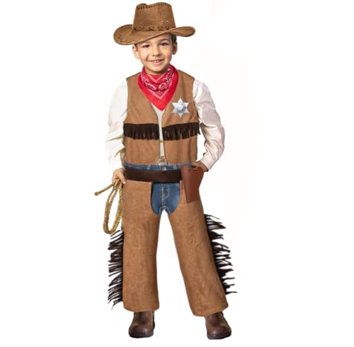 Cowboy Costume for Boys 7pcs Set Kids Dress Up Birthday Party Halloween Cosplay 3-11 Years