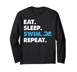 Photo Gallery eat sleep swim ripetere divertente nuotatore disegno grafico maglia a manica Photo Gallery eat sleep swim ripetere divertente nuotatore disegno grafico maglia a manica