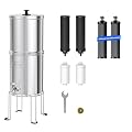 Waterdrop Upgrade Gravity-fed Water Filter System, with Silver Ions Enhanced Filtration, Reduces Fluoride and up to 99% of Chlorine, with 6 Filters and Metal Spigot, 2.25G