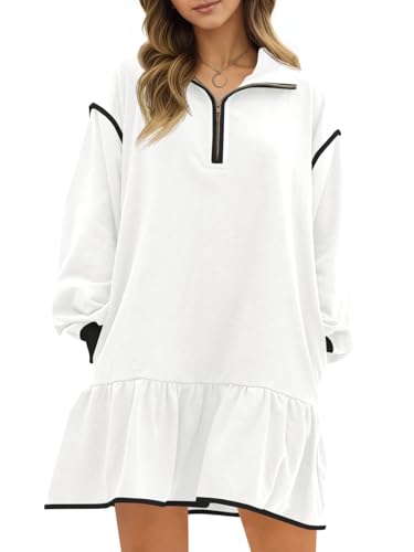 Robe sweat-shirt col zippé 1/4 pour un look chaud et féminin