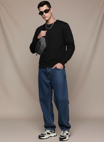 Image of FYLTR Men's Solid Sweatshirt | Regular Fit | Casual Winter Sweatshirt for Men