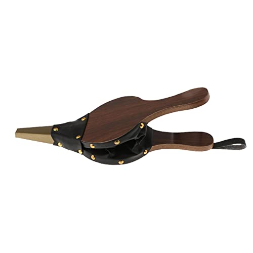 Bellows for Fire Pit | Wood Fire Place Bellows,Manual Solidwood Leather BBQ Grill Chimney Hand Bellow for