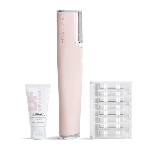DERMAFLASH LUXE+ Sonic Dermaplaning Tool for Face Peach Fuzz Removal, Anti-Aging and Exfoliation, Icy Pink