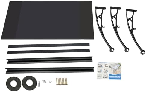 Stylish Modern Arch Canopy - Aluminum Alloy Front Door Cover, UV & Rain Protection, Outdoor Garage & Balcony Shelter, Durable Black Bracket & Brown Board