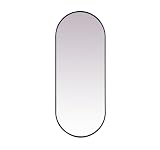 Elegant Decor Asha 24x60 Oval Modern Metal Wall-Mounted Mirror in Black