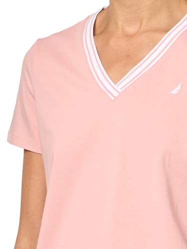 Image of Nautica Women's Solid V-Neck Short Sleeve T-Shirt Shirt