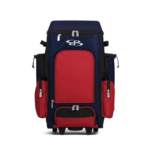 Boombah DEFCON Superpack Rolling Bat Bag Navy/Red/Navy