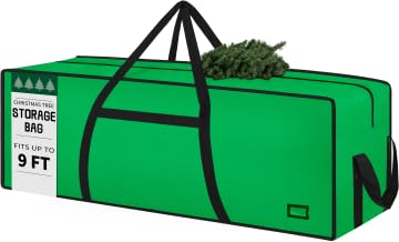 Image of 9 ft Christmas Tree Storage Bag, Heavy Duty Christmas Tree Bag with Reinforced Handles and Dual Zippers Wide Opening, Large Capacity fits for Artificial Christmas Tree (Green, 9ft)