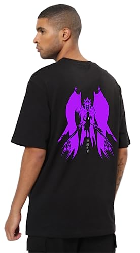 Image of Be Crazy Oversized Loose Baggy Fit Drop Shoulder Half Sleeves Pure Cotton Anime Graphic Printed T-Shirt for Men