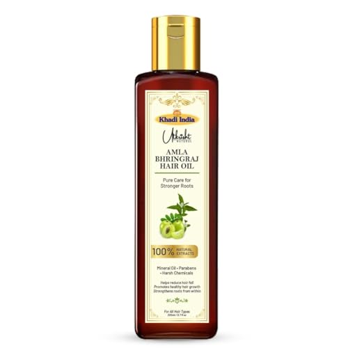 Image of Khadi Utkrisht Amla Bhringraj Hair Oil for Hair Growth & Hair Fall Control | Ayurvedic Herbal Oil for Strong, Thick & Healthy Hair | Suitable For All Hair Types- 200ML