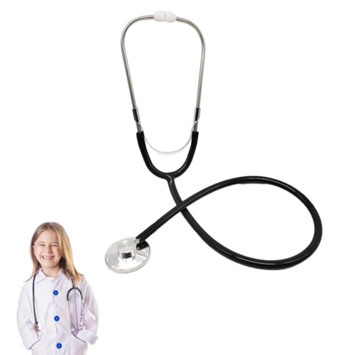 GXGM 1 Pieza Estetoscopio Juguete,Estetoscopio Juguete Niños,Estetoscopio para Niños,Estetoscopio Simulación,Estetoscopio Metal,Juguete Estetoscopio Negro de Trabajo para Cosplay (Negro)