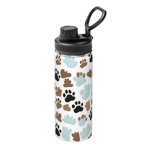 MDATT Dog Bones Paw Prints 18oz Stainless Steel Water Bottle