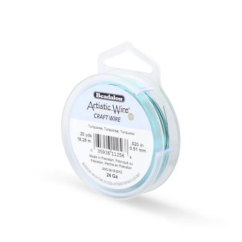 Image of Artistic Wire, 24 Gauge Tarnish Resistant Colored Copper Craft Wire, Turquoise, 20 yd